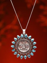 Lord Surya Sterling Silver Pendant with Tibetan Turquoise