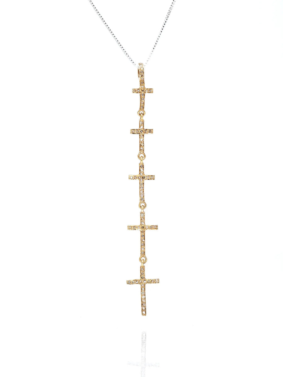 Diamond Cross Gold Plated Sterling Silver Pendant
