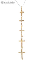 Diamond Cross Gold Plated Sterling Silver Pendant