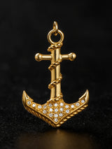 Diamond Anchor Gold Plated Sterling Silver Pendant