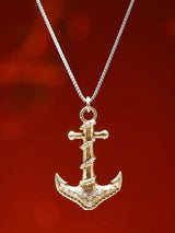 Diamond Anchor Gold Plated Sterling Silver Pendant