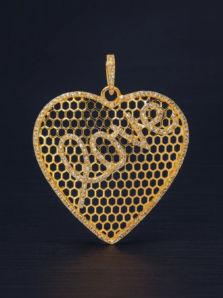 Diamond Heart Sterling Silver Gold Plated Pendant