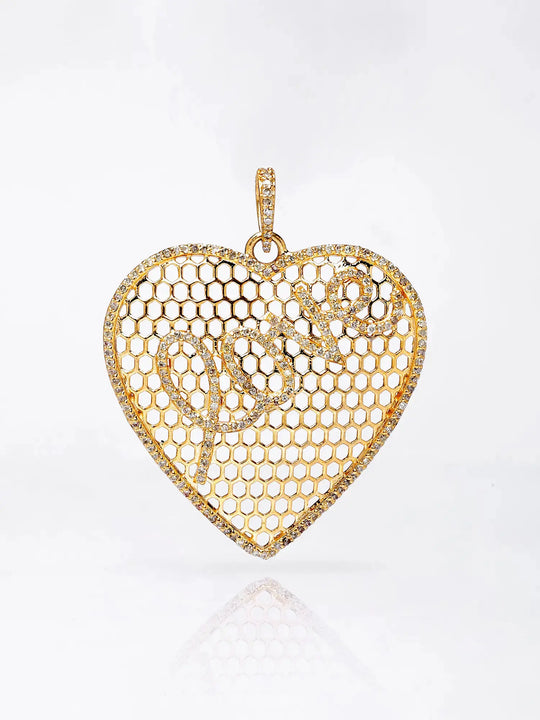 Diamond Heart Sterling Silver Gold Plated Pendant