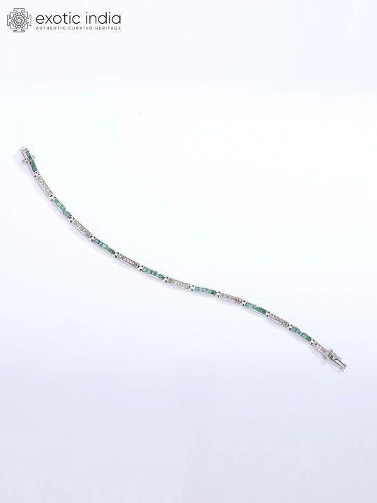 Green Onyx and Diamond Sterling Silver Tennis Bracelet
