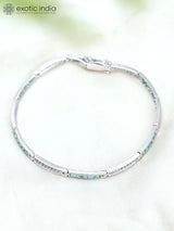 Green Onyx and Diamond Sterling Silver Tennis Bracelet