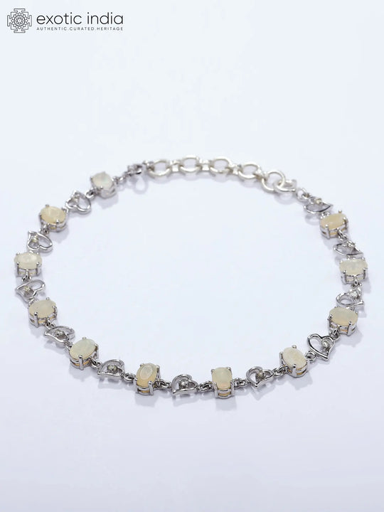 Ethiopian Opal Heart Sterling Silver Bracelet