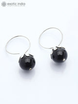 Black Onyx Drop Hook Earrings in Sterling Silver