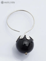 Black Onyx Drop Hook Earrings in Sterling Silver