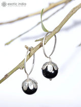 Black Onyx Drop Hook Earrings in Sterling Silver