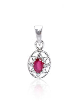 Octagonal Star Ruby Sterling Silver Pendant