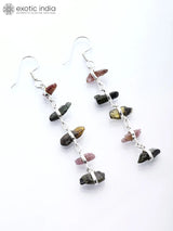 Tourmaline Chip Sterling Silver Dangle Earrings