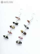 Tourmaline Chip Sterling Silver Dangle Earrings
