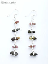 Tourmaline Chip Sterling Silver Dangle Earrings