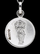 Chaturbhuja Vishnu and Mahasudarshan Yantra Silver Pendant