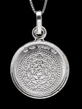 Chaturbhuja Vishnu and Mahasudarshan Yantra Silver Pendant