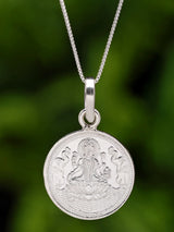 Goddess Gajalakshmi and Kanakdhara Yantra 999 Silver Pendant