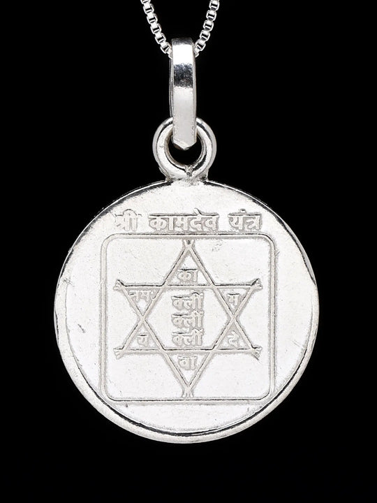 Shri Kamdev and Aakarshan Yantra 999 Silver Pendant