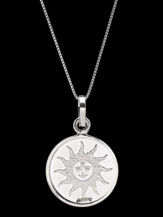 Lord Surya and Gayatri Bisa Yantra Silver Pendant