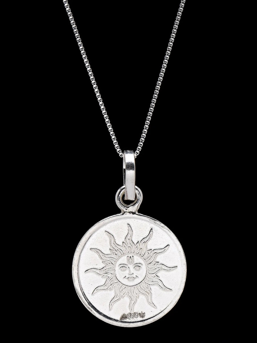 Lord Surya and Gayatri Bisa Yantra Silver Pendant