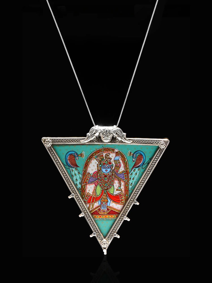 Shrinathji Hand Painted Sterling Silver Pendant