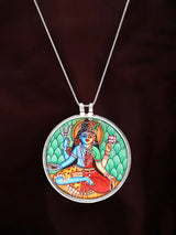Handpainted Ardhanarishvara Sterling Silver Pendant