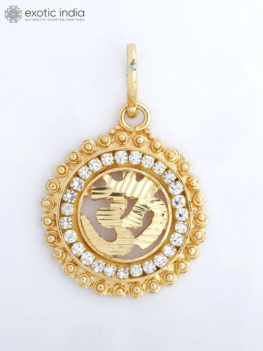 Sacred Om Motif Round Brass Pendant