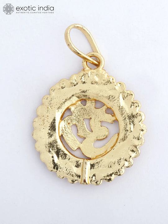 Sacred Om Motif Round Brass Pendant