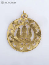 Trishul and Damru Motif Round Brass Pendant