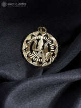 Trishul and Damru Motif Round Brass Pendant