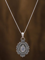 Teardrop Rainbow Moonstone Sterling Silver Pendant