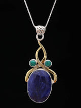 Lapis Lazuli and Green Onyx Sterling Silver Pendant