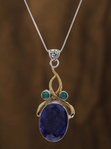 Lapis Lazuli and Green Onyx Sterling Silver Pendant