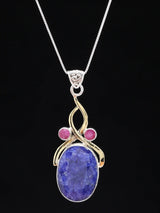 Lapis Lazuli and Green Onyx Sterling Silver Pendant