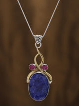 Lapis Lazuli and Green Onyx Sterling Silver Pendant