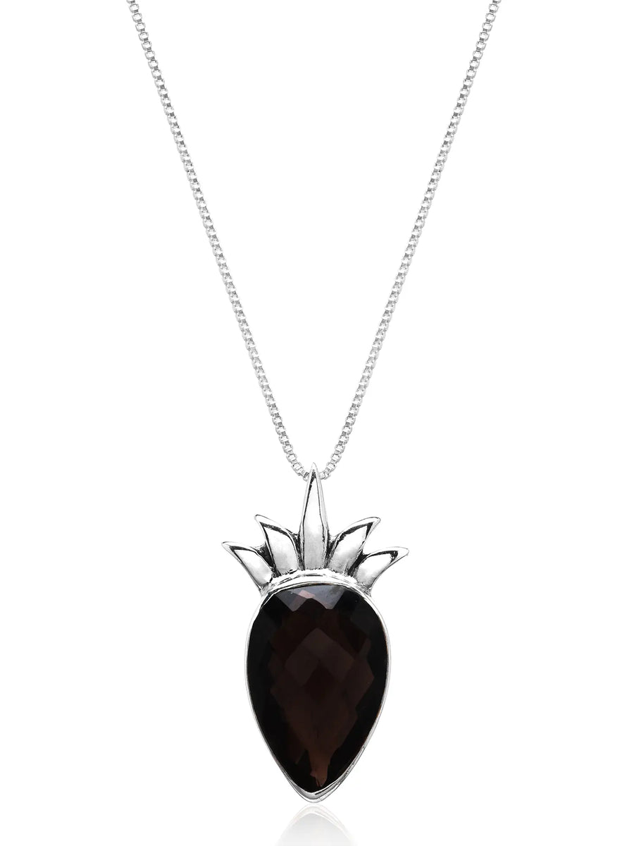 Smoky Quartz Inverted Teardrop Sterling Silver Pendant