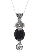 Smoky Quartz Floral Sterling Silver Pendant