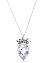 Inverted Teardrop Crystal Sterling Silver Pendant