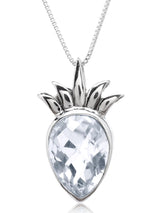 Inverted Teardrop Crystal Sterling Silver Pendant