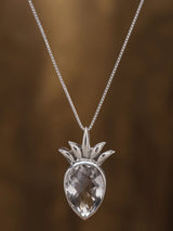 Inverted Teardrop Crystal Sterling Silver Pendant