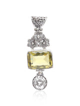 Lemon Quartz Floral Sterling Silver Pendant