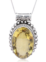 Lemon Quartz Rawa Work Sterling Silver Pendant