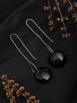Faceted Smoky Quartz Sterling Silver Long Hook Earrings