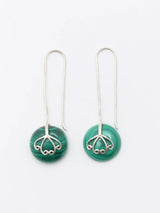 Malachite Sterling Silver Long Hook Earrings