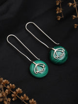 Malachite Sterling Silver Long Hook Earrings