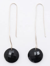 Faceted Black Onyx Sterling Silver Earrings