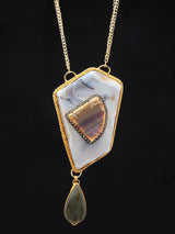 Agate, Tourmaline and Labradorite Double Strand Necklace