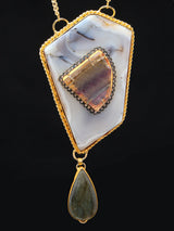Agate, Tourmaline and Labradorite Double Strand Necklace