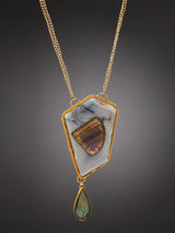 Agate, Tourmaline and Labradorite Double Strand Necklace