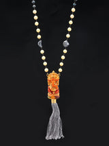 Chaturbhuja Ganesha Pearl and Hematite Long Necklace