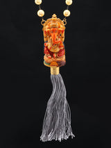 Chaturbhuja Ganesha Pearl and Hematite Long Necklace